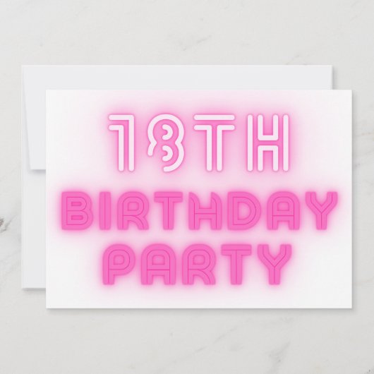 18e verjaardag van de opgeruimde roze neon lumo-ve kaart (Achterkant)