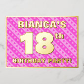 18e verjaardag van de opstand - vuurroze harten en folie uitnodiging (Voorkant)