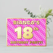 18e verjaardag van de opstand - vuurroze harten en folie uitnodiging (Staand Voorkant)