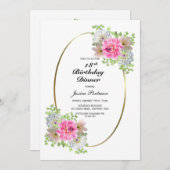 18e verjaardag van de roze goudpartij kaart (Voorkant / Achterkant)