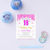 18e verjaardag van de roze uitnodiging flyer (Enkel)