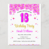 18e verjaardag van de roze uitnodiging flyer (Voorkant)