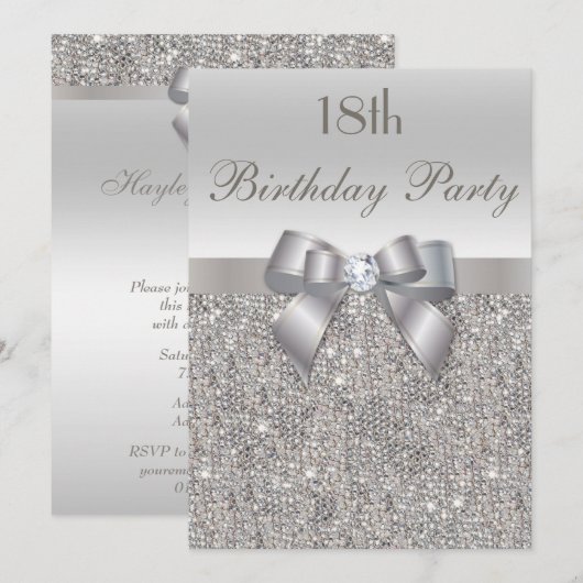 18e verjaardag van de Silver-reeks, Bow & Diamond Kaart (Voorkant / Achterkant)