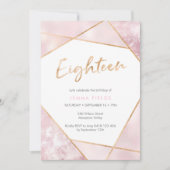 18e verjaardag van de uitnodiging roze en goud (Voorkant)