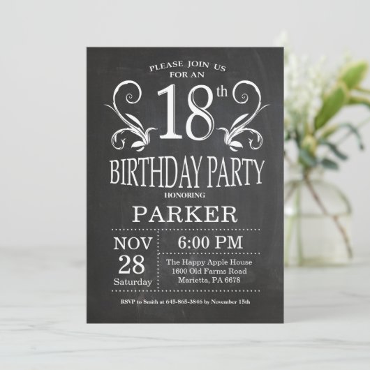 18e verjaardag van de uitnodiging van het karton F (Staand voorkant)