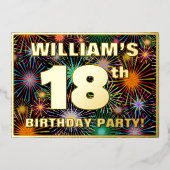 18e verjaardag van de Vuurgedag — Fun, kleurrijke  Folie Uitnodiging (Voorkant)