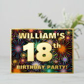 18e verjaardag van de Vuurgedag — Fun, kleurrijke Folie Uitnodiging (Staand Voorkant)