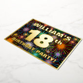 18e verjaardag van de Vuurgedag — Fun, kleurrijke Folie Uitnodiging (Gedraaid)