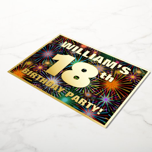 18e verjaardag van de Vuurgedag — Fun, kleurrijke  Folie Uitnodiging (Gedraaid)