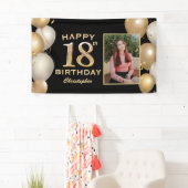 18e verjaardag van de zwarte en gouden ballonnen F Spandoek (Insitu)