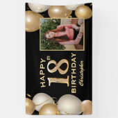 18e verjaardag van de zwarte en gouden ballonnen F Spandoek (Verticaal)