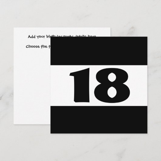 18e verjaardag van de Zwarte en Witte Moderne W853 Kaart (Voorkant / Achterkant)