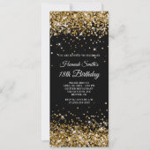 18e verjaardag van Glittery Gold en Black Kaart (Voorkant)