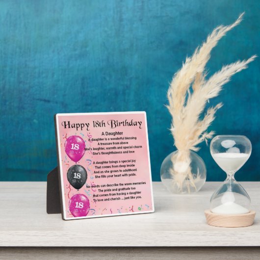 18e verjaardag van het dagblad Daughter Poem Plaqu Fotoplaat (Insitu)