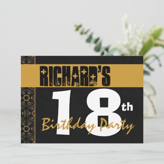 18e verjaardag van het moderne goud en zwart 2B7 Kaart (Staand voorkant)