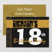 18e verjaardag van het moderne goud en zwart 2B7 Kaart (Voorkant / Achterkant)