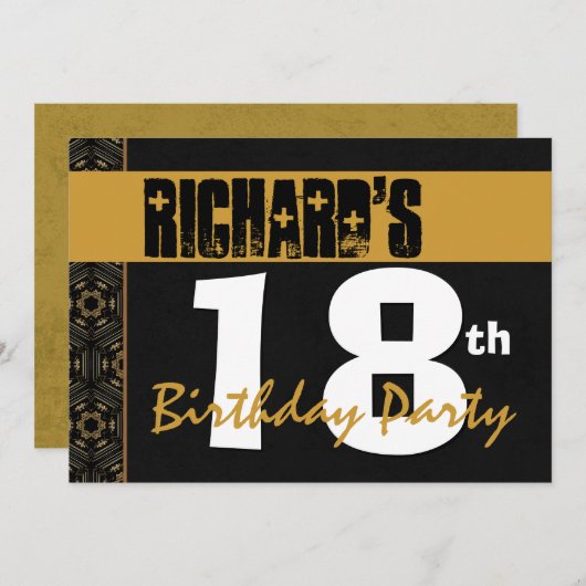 18e verjaardag van het moderne goud en zwart 2B7 Kaart (Voorkant / Achterkant)