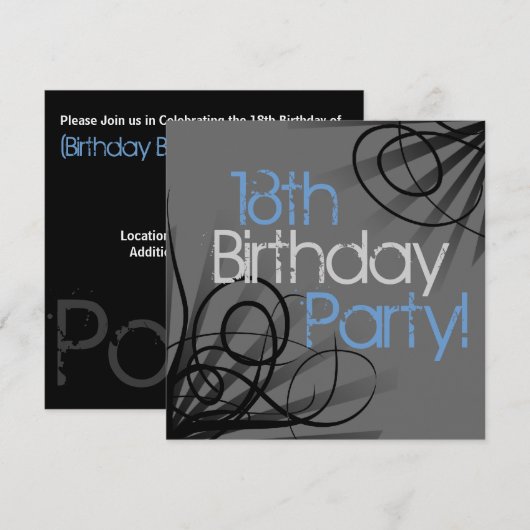 18e verjaardag van uitnodigingen (Voorkant / Achterkant)