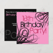 18e verjaardag van uitnodigingen (Voorkant / Achterkant)