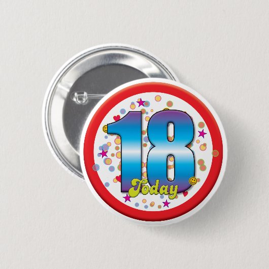 18e verjaardag vandaag v2 ronde button 5,7 cm (Voorkant /achterkant)