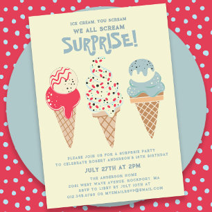 18e verjaardag Verrassingsfeest Ice Cream Cone Kaart