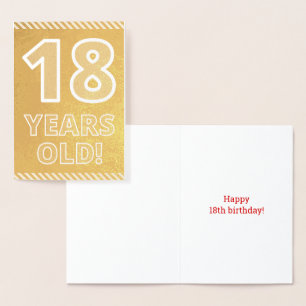 18e verjaardag: Vet "18 JAAR OUD!" Gold Foil-kaart Folie Kaarten