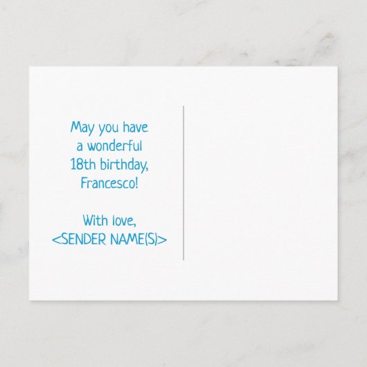 18e verjaardag: Vet, Vun, eenvoudig, regenboog 18 Briefkaart (Achterkant)