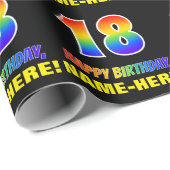 18e verjaardag: Vet, Vun, eenvoudig, regenboog 18 Cadeaupapier (Rol Hoek)