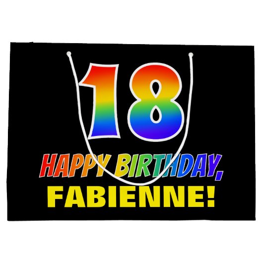 18e verjaardag: Vet, Vun, eenvoudig, regenboog 18 Groot Cadeauzakje (Achterkant)