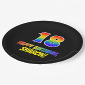 18e verjaardag: Vet, vun, eenvoudig, regenboog 18 Papieren Bordje (Gekanteld)