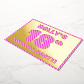 18e verjaardag - Vet, vun, roze band # 18 Folie Uitnodiging (Gedraaid)