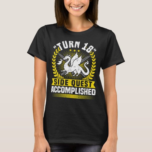 18e verjaardag, videogames & Side Quest, 18 jaar T-shirt (Voorkant)