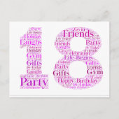 18e verjaardag viering Word Art Design Briefkaart (Voorkant)