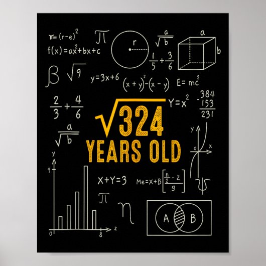 18e Verjaardag Vierkantswortel Van 324 Love Wiskun Poster (Voorkant)