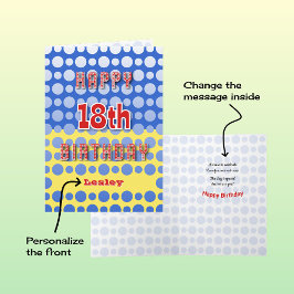 18e verjaardag voeg naam cirkels patroon toe kaart