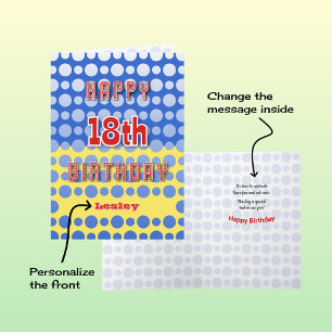 18e verjaardag voeg naam cirkels patroon toe kaart