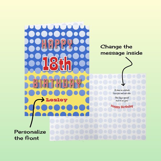 18e verjaardag voeg naam cirkels patroon toe kaart