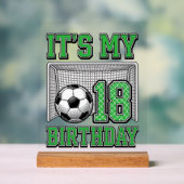 18e Verjaardag Voetbal Vintage Acryl Bord (Neutraal)