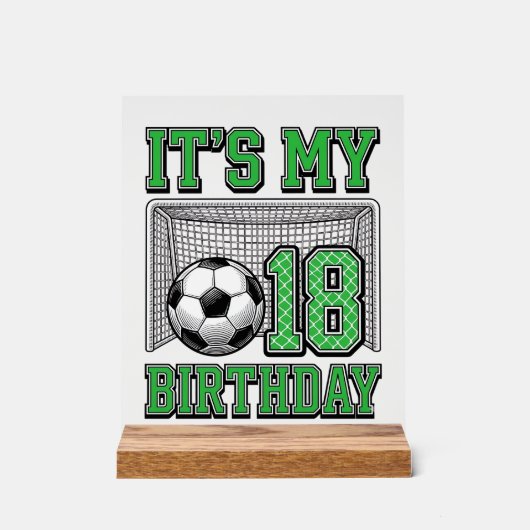 18e Verjaardag Voetbal Vintage Acryl Bord (Voorkant)