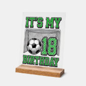 18e Verjaardag Voetbal Vintage Acryl Bord (Hoek)