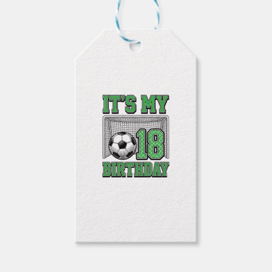 18e Verjaardag Voetbal Vintage Cadeaulabel (Voorkant)
