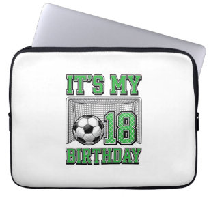 18e verjaardag Voetbal Vintage Laptop Sleeve