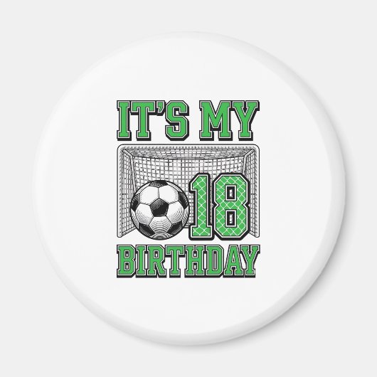 18e Verjaardag Voetbal Vintage Magneet (Voorkant)