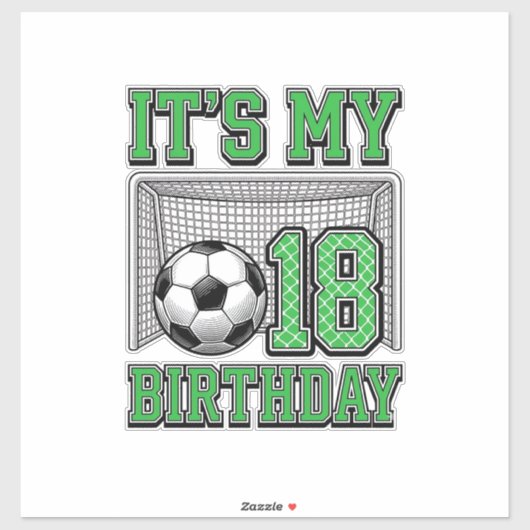 18e Verjaardag Voetbal Vintage Sticker (Vel)