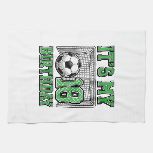 18e Verjaardag Voetbal Vintage Theedoek (Horizontaal)