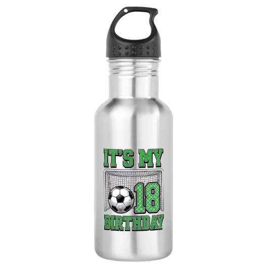 18e Verjaardag Voetbal Vintage Waterfles (Voorkant)