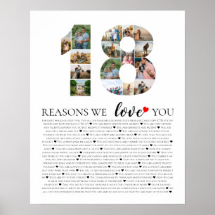 18e verjaardag volwassen redenen waarom we van je  poster