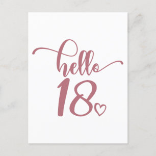 18e verjaardag Vrouwen Hallo 18 Schattig 18 Jaar o Briefkaart