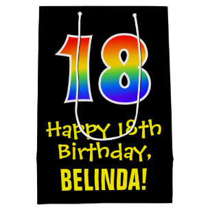 18e verjaardag: Vun, vet, kleurrijk, regenboog "18 Medium Cadeauzakje
