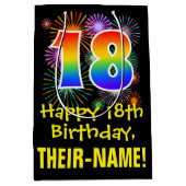 18e verjaardag: Vuurwapenpatroon en regenboog 18 Medium Cadeauzakje (Voorkant)